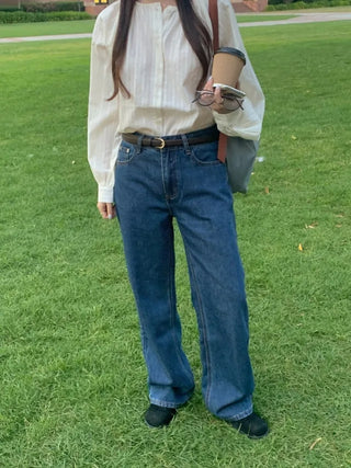 Cotton Loose Fit Shirred Blouse