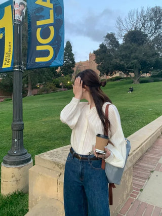 Cotton Loose Fit Shirred Blouse