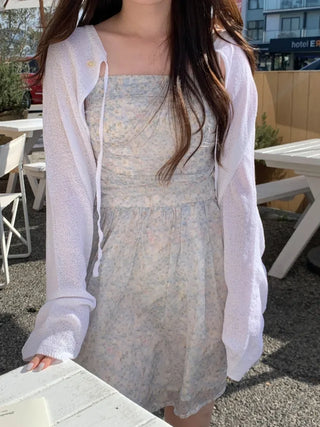 Flower Chiffon Long Mini Camisole Dress