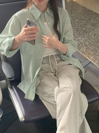 Summer oversized check shirt