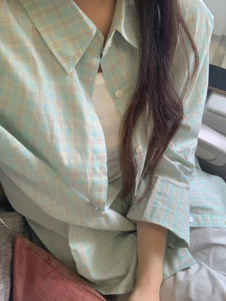Summer oversized check shirt