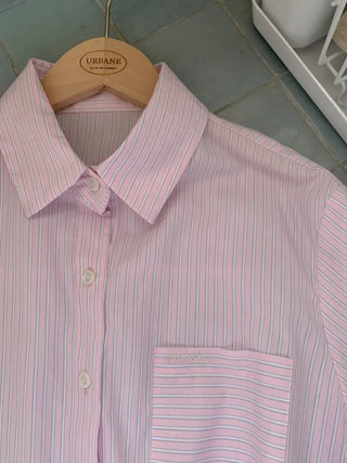 Striped Border Stitch Short-Sleeve Shirt