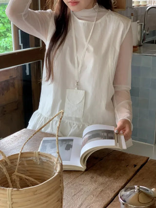 Frilled Layered Sheer Blouse Set