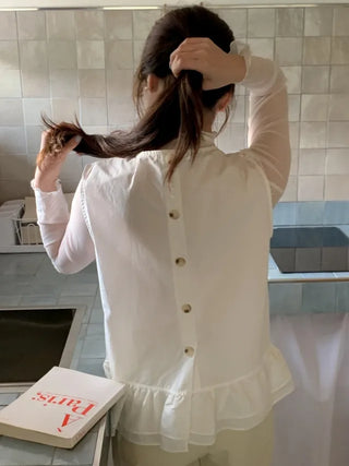 Frilled Layered Sheer Blouse Set