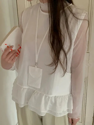 Frilled Layered Sheer Blouse Set