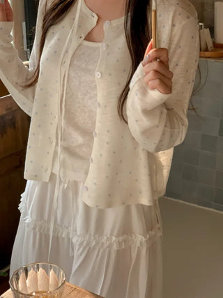 Cropped polka dot cardigan