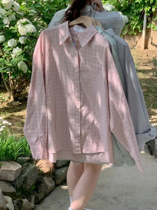 Summer oversized check shirt