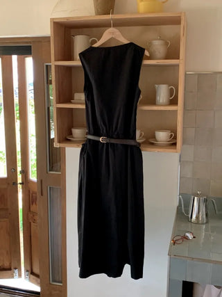 Shirred nylon long camisole dress