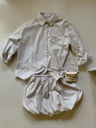 Checkered Oversized Layered Basic Shirt