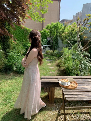 Flower Chiffon Long Mini Camisole Dress