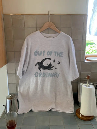 Cat Lettering Oversized Pigment Short-Sleeve T-Shirt