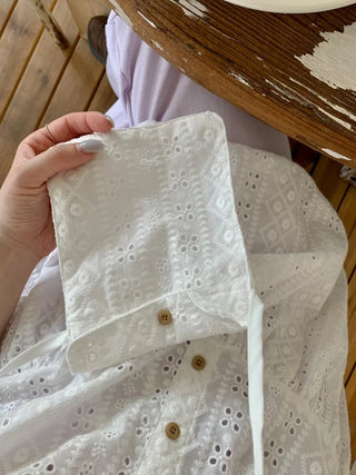 [Mini Bag Set] Perforated Layered Flare Sleeveless Top