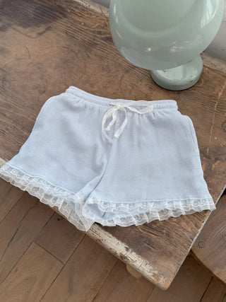 Lace frill ribbed shorts