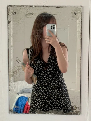 Flower V-neck Ribbon Layered Dress