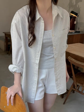 Gray striped oversized shirt