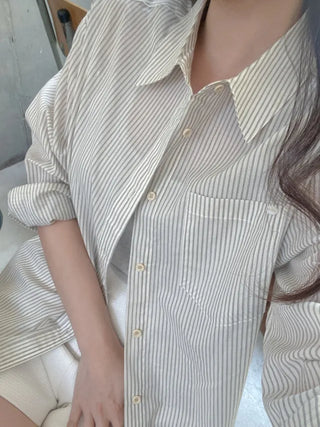 Gray striped oversized shirt
