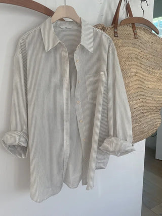 Gray striped oversized shirt