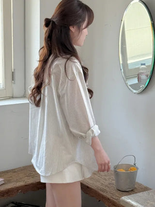 Gray striped oversized shirt