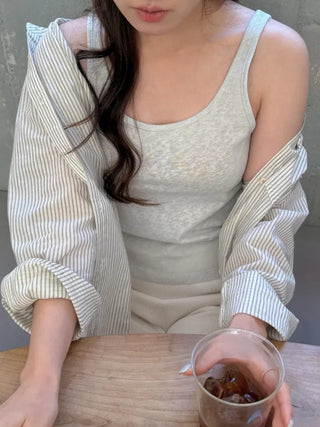 Gray striped oversized shirt