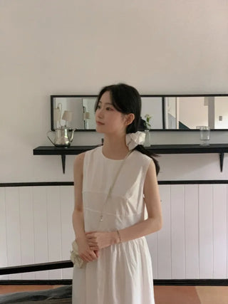 [Scrunchie Set] Shirred Long Camisole Dress
