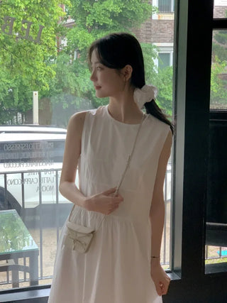 [Scrunchie Set] Shirred Long Camisole Dress