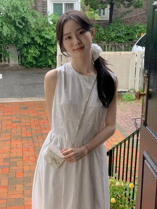[Scrunchie Set] Shirred Long Camisole Dress