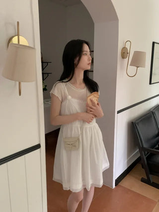 Shirred Layered Bustier Mini Dress
