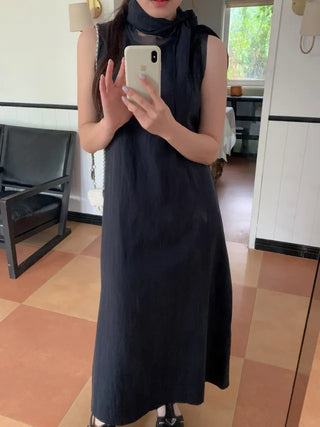 [Scarf] Cotton sheer long camisole dress