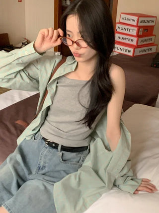 Summer oversized check shirt