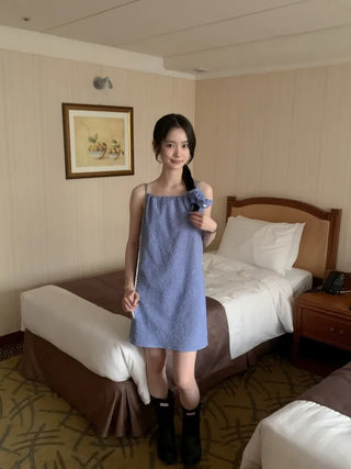 Scrunchie Set Check Ribbon Camisole Dress