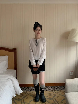 [6 colors] Whole Garment Linen Long Sleeve Knit