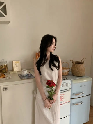[Scarf] Cotton sheer long camisole dress