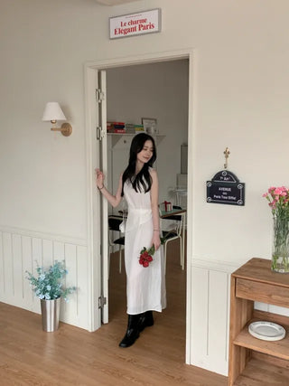 [Scarf] Cotton sheer long camisole dress