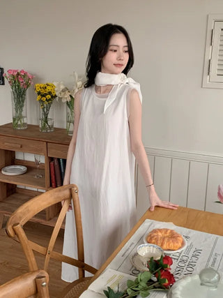 [Scarf] Cotton sheer long camisole dress