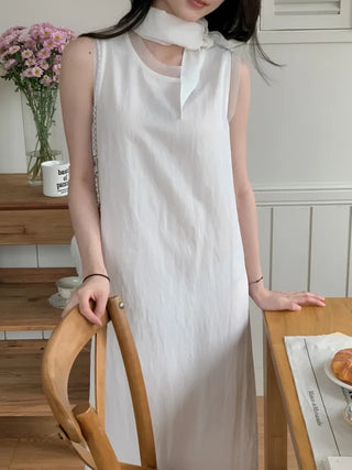 [Scarf] Cotton sheer long camisole dress