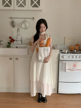 Polka Dot Tie Long Dress