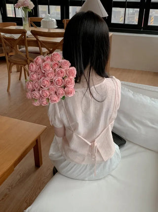 Ribbon bustier Tencel chiffon blouse