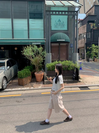 [set] Eyelet punching sleeveless short-sleeved cardigan set