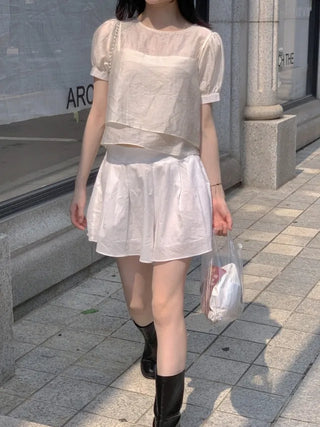 Ribbon bustier Tencel chiffon blouse