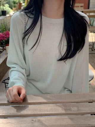 [6 colors] Whole Garment Linen Long Sleeve Knit