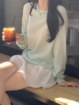[6 colors] Whole Garment Linen Long Sleeve Knit