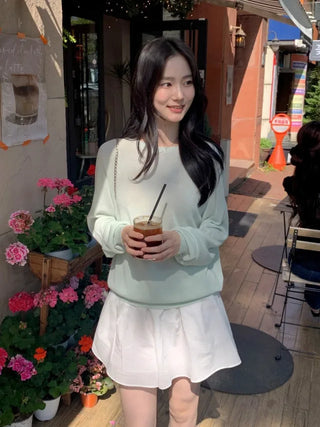[6 colors] Whole Garment Linen Long Sleeve Knit