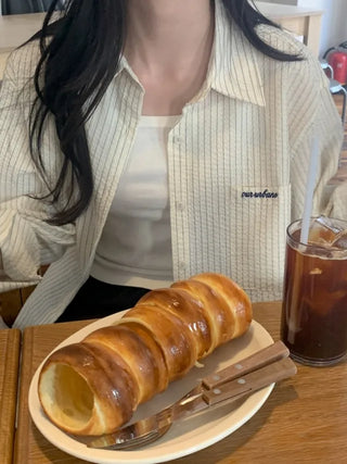 Oversized striped seersucker shirt