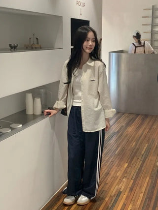 Oversized striped seersucker shirt