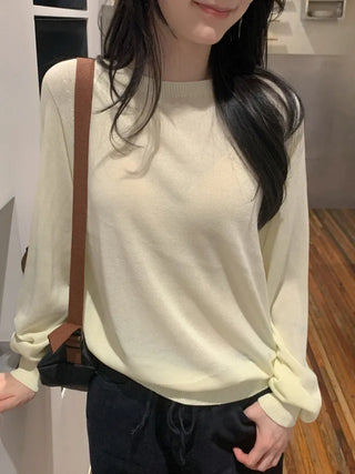 [6 colors] Whole Garment Linen Long Sleeve Knit
