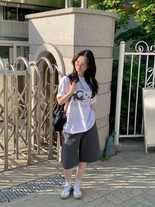 Cat Lettering Oversized Pigment Short-Sleeve T-Shirt