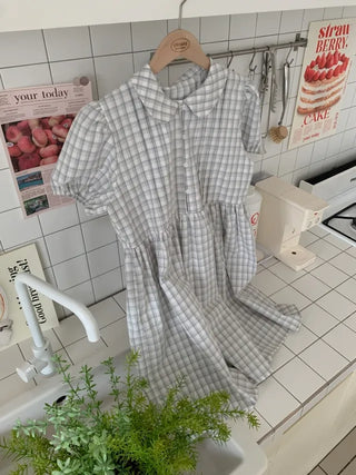 Puff check color tunic