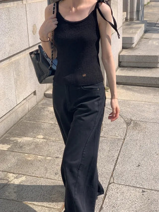 Classic modern wide denim pants