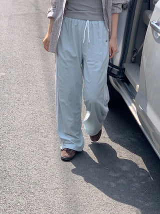 Wide-leg fleece-lined track pants