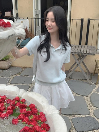 Summer short-sleeved colored knit
